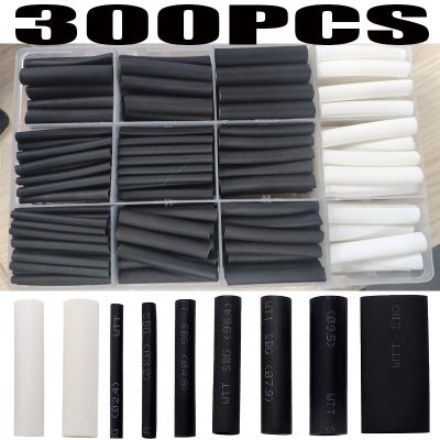 300pcs Polyolefin Shrinking Assorted Heat Shrink Tube Wire Cable Insulated Sleeving Tubing Set 3:1 Waterproof Pipe Sleeve Cable Management