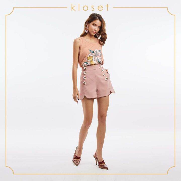 kloset-scalloped-shorts-sh19-p001-กางเกงผู้หญิง-กางเกงแฟชั่น-กางเกงขาสั้น