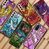 Case For Samsung Galaxy S20 FE S22 S21 Ultra S10 Cell Phone Coque S9 S8 Plus Black Funda Note 20 Cover Carved Rock Pokemon