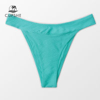 CUPSHE Blue Thong Mid Waist Bikini Bottom Swimsuit For Women y High Cut Panties 2022 Separate Bikini Brief