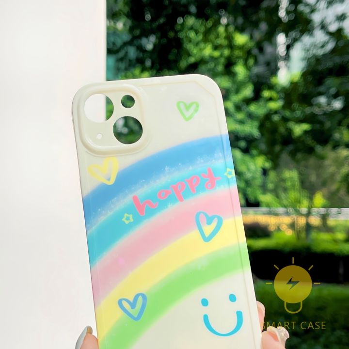 for-เคสไอโฟน-14-pro-max-colorful-rainbow-smile-heart-chain-เคส-phone-case-for-iphone-14-pro-max-13-12-11-for-เคสไอโฟน11-ins-korean-style-retro-classic-couple-shockproof-protective-tpu-cover-shell