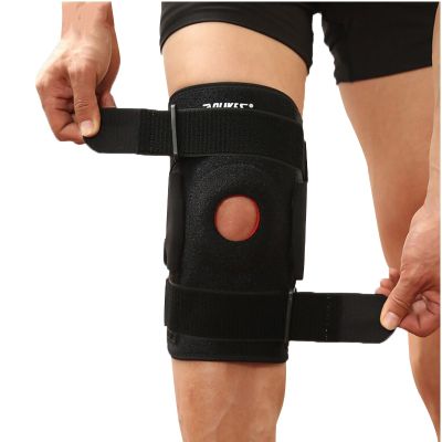 1pc Knee Brace Polycentric Hinges Professional Sports Safety Knee Support Black Knee Pad Guard Protector Strap joelheira