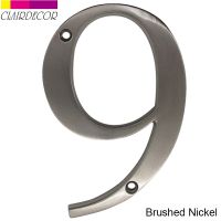 House Number 101mm Flush Mount Brushed Nickel Metal Number Door Address Number Zinc Alloy Screw Mounted Outdoor Address Sign 9