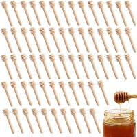 100Pcs Mini Wood Honey Stir Bar Mixing Handle Jar Spoon Natural Wooden Honey Dipper Wooden Stick Honey Spoon Long Stick Supplies Cables