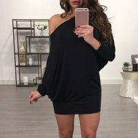 Slash Neck Mini Dress for Women Batwing Sleeve Sheath Dress Fashion Summer Clothing Sexy Off Shoulder Bodycon Dress Vestidos