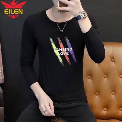 EILEN เสื้อยืดแขนยาวผู้ชาย,เสื้อเชิ้ตสไตล์เกาหลีล่างเสื้อเข้ารูปเสื้อยืดลำลอง