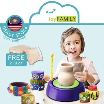 BEGINNERS POTTERY WHEEL KIT FOR KIDS WITH CLAY PAINTS AND TOOLS DIY TOY FOR  KIDS