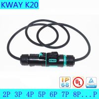 KWAY K20 Waterproof IP68 Aviation Movable Male Plug Female Socket With Cable 2-3-4-5-7-9-12 Pin Outdoor Power Quick Connector Power Points  Switches S