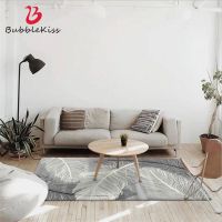 Bubble Kiss Nordic Style Gray Feather Pattern Area Rugs Polyester Hand Wash Cars for Living Room Home Kids Room Floor Mats