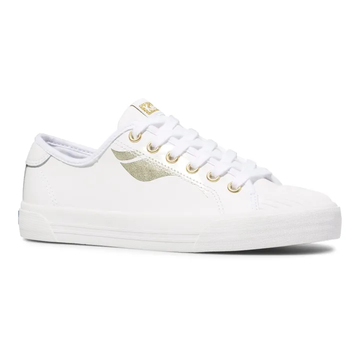 Keds Crew Kick Wave Leather White/Gold Lazada PH