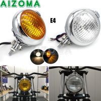 สำหรับ Harley Dyna ไขมันบ๊อบ Yamaha Suzuki BMW Boer Chopper Cruiser Retro 4.5ไฟหน้า LED นิ้วโครเมี่ยม E4แบบคลาสสิกที่กำหนดเอง