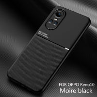 Oppo Reno10/Reno10 Pro/Reno10 Pro Plus Case,Fashionable Moire Embedded Iron Plate Ring-free Bracket Phone Case (Compatible with Magnetic Car)