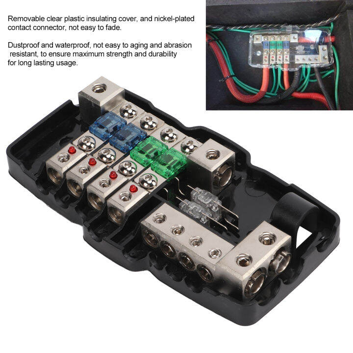Car Audio Fuse Block Audio Fuse Box 4 Way for ATVs for Trailers for