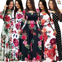 COD SDFGERTYTRRT Plus Size Women Dress Princess Floral Print Long Dress Muslim Jubah Long Sleeve Party Maxi Dresses