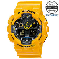 Time&amp;Time CASIO G-SHOCK นาฬิกาข้อมือ สีเหลือง สายเรซิน รุ่น GA-100A-9ADR (ประกัน CMG)