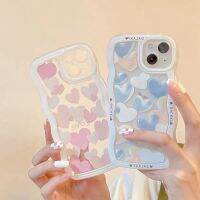 เคสลายการ์ตูนหัวใจแห่งความรักที่น่ารักสำหรับ iPhone 14 13 12 11 Pro Max XR XS Ma ฝาครอบเคสโทรศัพท์มือถือขอบซิลิโคนนิ่ม