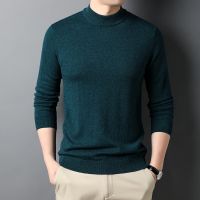 [COD] New Wool Sweater Mens Half Collar Fashion Middle-aged Dad Knitted Korean Bottom