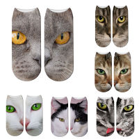 New 3D Cats Face Printed Women Socks Unisex Fashion Creativity Harajuku Cotton Short Socks Funny Animal Soft Low Ankle Socks