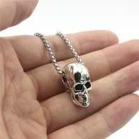 Punk 3D Skeleton Skull Head Pendant Necklace For Men Boy BFF Gift With Stainless Steel Chain Jewelry XL72
