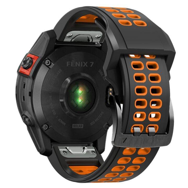 สำหรับ7x-garmin-fenix-ทำจากซิลิโคนสองรูขนาด26มม-สายนาฬิกาข้อมือแบบปลดออกได้อย่างรวดเร็ว-สีส้มดำ