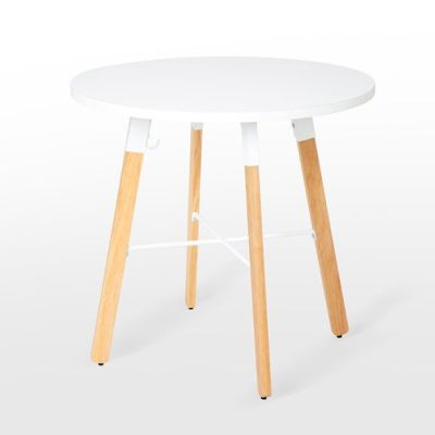 MODERNFORM โต๊ะกลม End Table รุ่น RV ท็อปขาว/ขาไม้ยาง ขนาดเส้นผ่านศูนย์กลาง 80 X สูง 74.5 ซม.