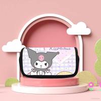 Sanrio Kuromi Anime Pencil Case Student Pen Box Stationery Pouch Zipper Large Capacity Lovely Double Layer Pen Storage Bag