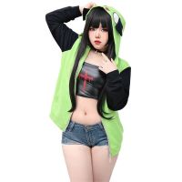 Anime Invader ZIM Cosplay Hoodie Mens Womens Casual Hooded Zip Up Pullovers Jackets Sweatshirts With Ears For Halloween Costume