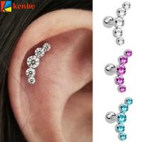 KENHE 1Pcs แฟชั่น สแตนเลสบาร์ คริสตัล เจมส์ โอปอล เจาะหู กระดูกอ่อน Helix Tragus เครื่องประดับร่างกาย ต่างหูสตั๊ด