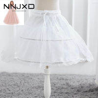 Formal White Girl Skirt ticoat One Layer Kids Crinoline Lace Trim Flower Girls Dress Underskirt Elastic Waist Drawstring