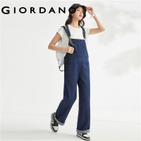 GIORDANO Women Pants Adjustable Gallus Fashion Denim Jumpsuits Wide Leg Multi-pocket Relaxed Casual Denim Overalls 18413701