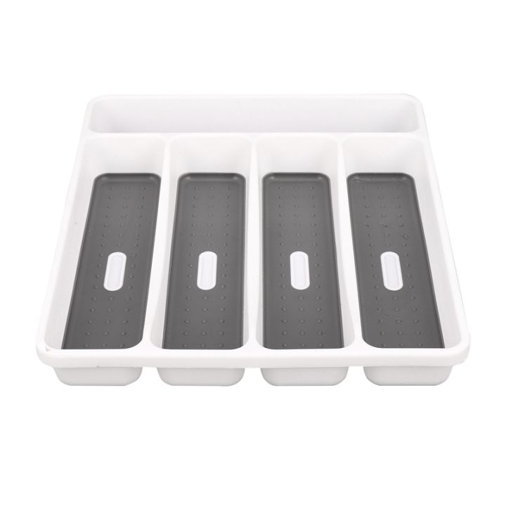 gray-silverware-tray-fork-collection-container-5-compartments-soft-grip-lining-plastic-cutlery-storage-box-for-tableware