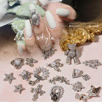 ZICHAOJ Star Silver สุดหรูเสน่ห์โลหะเพทายผีเสื้อมุกการตกแต่งศิลปะเล็บหินสีติดเล็บเครื่องประดับสร้อยคอคริสตัล