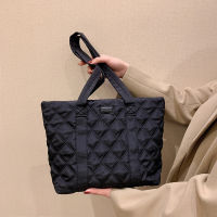 Shopping Tote Bags For Women 2022 New Quilted Diamond Design Shoulder Bag Waterproof Nylon Simple Shoppers Women Handbag