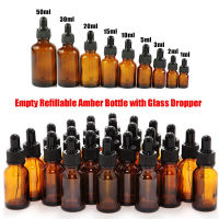 Essential Oil Dropper Bottles Mini High quality 1ml 2ml 3ml 5ml 10ml 15ml 20ml 30ml 50ml 100ml Empty Refillable Amber Bottle with Eye Glass Dropper