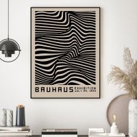 《Glass house》 Bauhaus บทคัดย่อ Curve ภาพวาดผ้าใบร่วมสมัยพิมพ์ Vintage นิทรรศการโปสเตอร์ Black Wall Art ภาพตกแต่งบ้าน