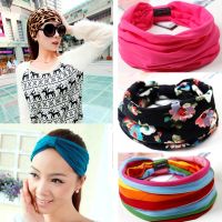 【CC】 Floral Print Turban Knot Headwrap Elastic yoga Hairband Fashion Cotton Fabric Wide headband Hair accessoires