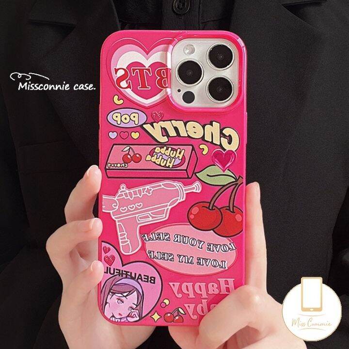 เคสโทรศัพท์มือถือซิลิโคน-นิ่ม-ปิดด้านหลัง-กันกระแทก-ป้องกันกล้อง-ลายการ์ตูนเชอร์รี่-สีแคนดี้-สีแดงกุหลาบ-สําหรับ-iphone-7-8-13-12-14-ma