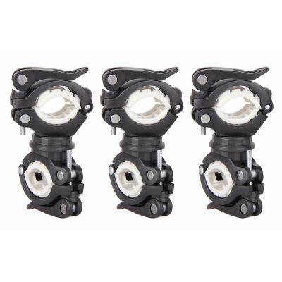 3X 360 Degree Rotating Cycling Bike Double Holder LED Front Flashlight Lamp Pump Handlebar Mount Holder Black+White