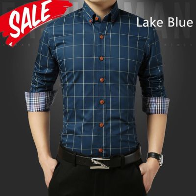 CODTheresa Finger [RM3.6 OFF]Summer Mens Plaid Shirt Long Sleeve Shirt Casual Shirt Business Shirts big size Kemeja