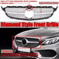 ตระแกรงทรง Diamond Grill W205 สำหรับรุ่นที่มีกล้องหน้า Mercedes For Benz W205 C Class C200 C250 C300 2015-2019