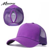 【YD】 New Baseball Caps Mesh Outdoor Sprot Hat With Ponytail Hole Breathable Snapback Adjustable Men And