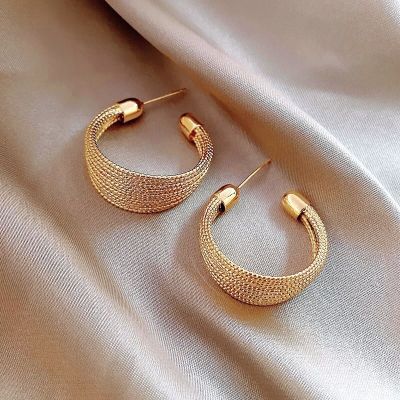 【YP】 BLIJERY Fashion Multilayers Metal Earrings for C-shaped Statement Hoop Female New