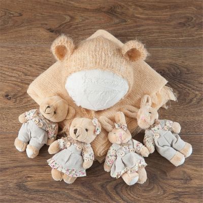 ✣◕❡ Dvotinst bebê recém-nascido fotografia adereços envoltórios bonito coelho urso boneca chapéu capa envoltório conjunto de roupas estúdio tiro foto