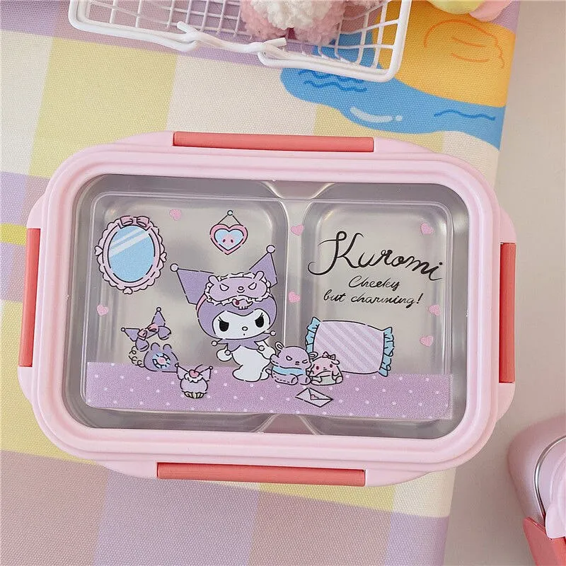 Sanrio Kawaii Hello Kitty Lunch Box Cinnamoroll Kuromi Girl Cartoon Outdoor  Portable 1000ML Portable Fresh Commuting Lunch Box