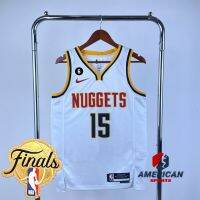 เสื้อกีฬาบาสเก็ตบอล ลายทีม Nikola Jokic 2023 Denver Nuggets สีขาว สําหรับผู้ชาย 2023NBA