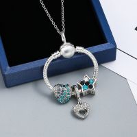 BAOPON High Quality Silver Color Chain Necklace Pendant Metal Crystal Heart Star Charms Necklaces for Women Lover Jewelry Gift