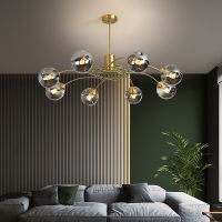 [COD] All copper magic bean chandelier living room bedroom post-modern glass ball modern minimalist creative lamps