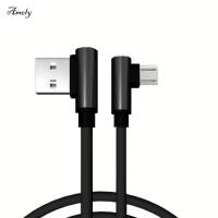 AMELY สายสาย USB สายข้อมูลยาว1เมตรสายชาร์จลวดสายไมโคร USB 90องศาชนิด C