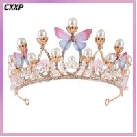 CXXP งานแต่งงาน แฮนด์เมด วันเกิด มงกุฏเจ้าหญิง ผีเสื้อ Tiaras สำหรับเด็กผู้หญิง ที่คาดผมไข่มุก