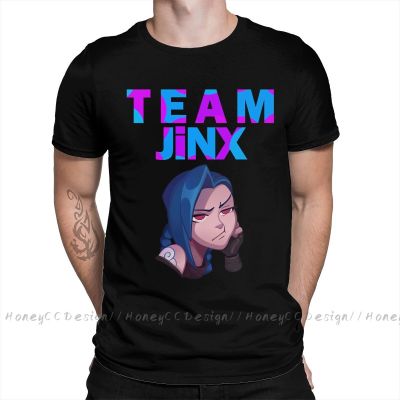 Shirt Men Clothing Arcane League Of Legends Animated T-Shirt Team Jinx Fashion Unisex Short Sleeve Tshirt Loose